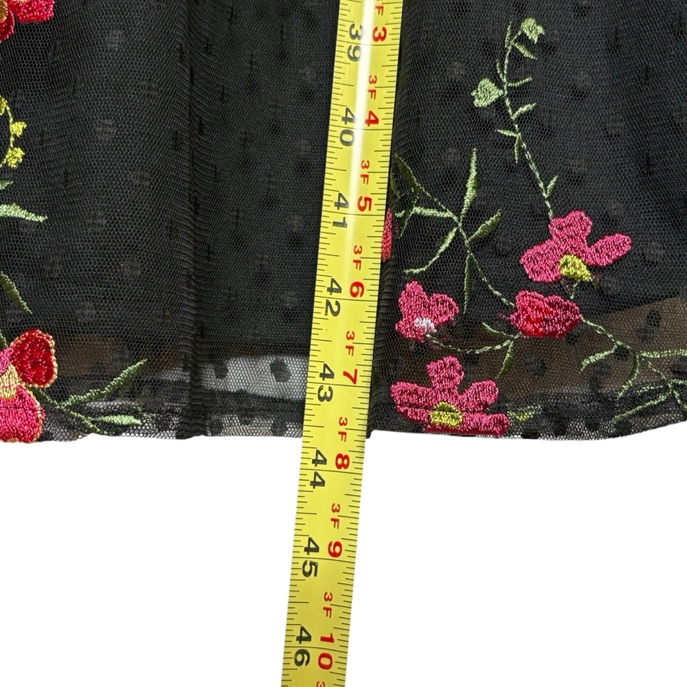 Catherines Embroidered Floral Sheer Layered Shift Dress 14/16W Black Romantic - Picture 9 of 11